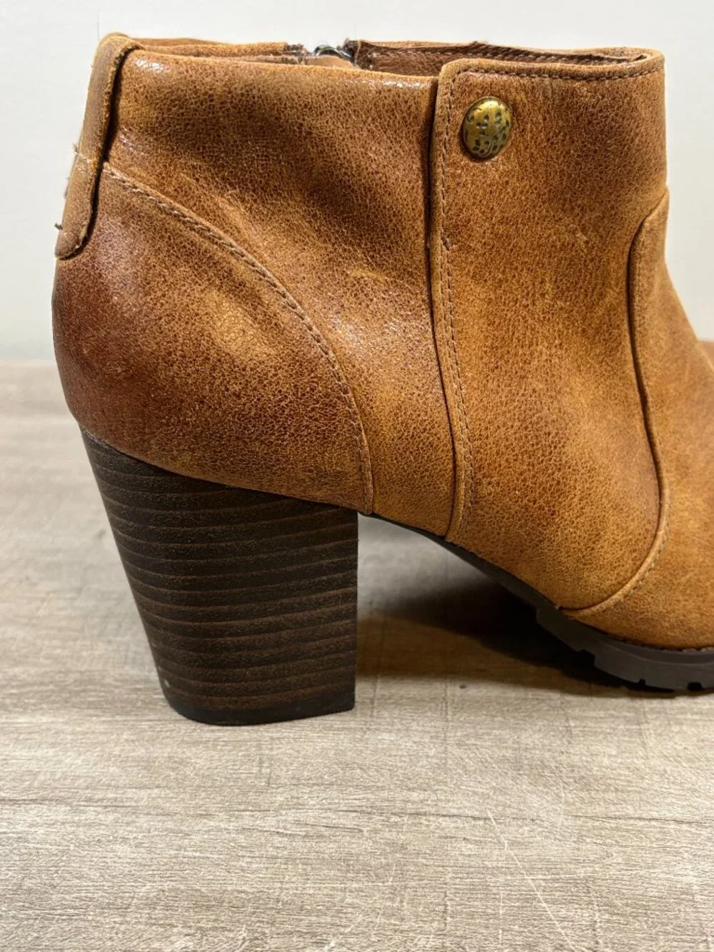 CLARKS Indigo Mission Philby Brown Leather Chunky Block Heel Ankle Boots/Booties